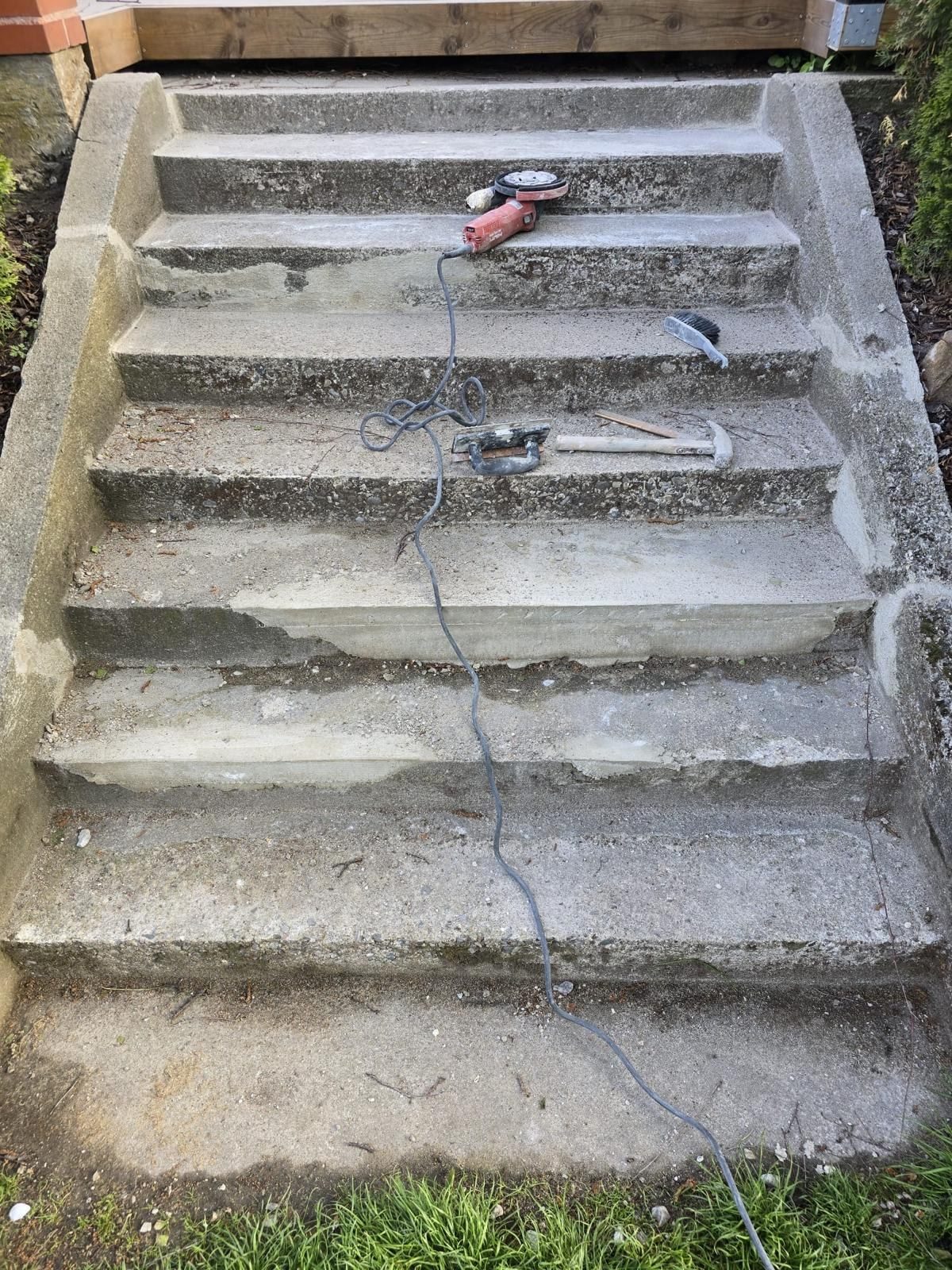 Betongtrappa, underarbete med form